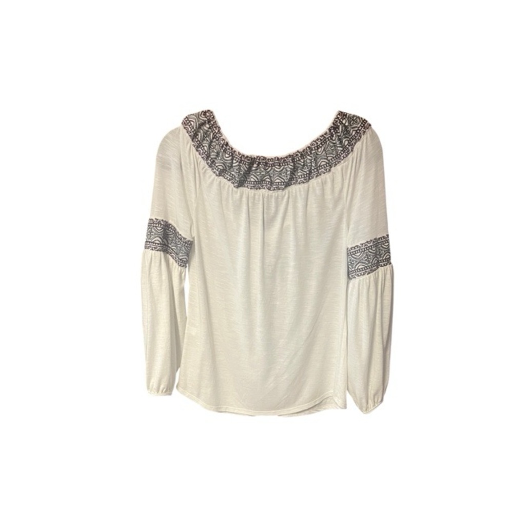 White House Black Market Off The Shoulder Embroidered Tassel Blouse - Picture 2 of 8